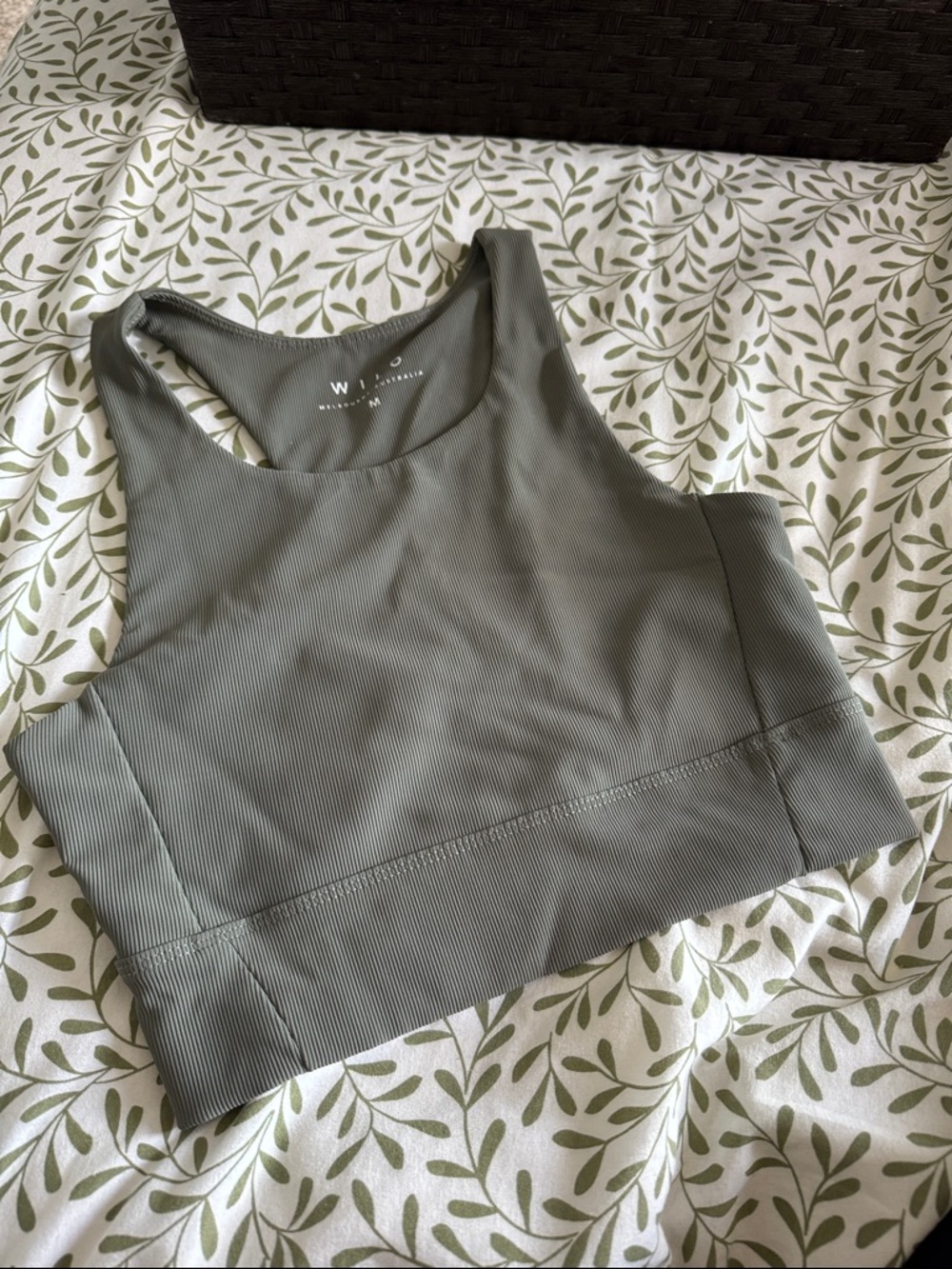 Willow Olive Ribbed Racerback longline sports bra